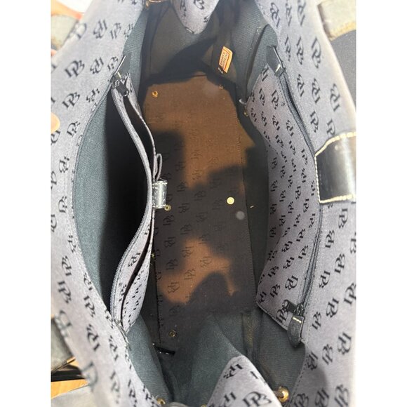 Dooney & Bourke Signature Monogram Canvas Leather Tote w/ Coin Purse Gray Black - Picture 5 of 10